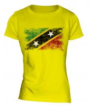Saint Kitts And Nevis Distressed Flag Ladies T-Shirt