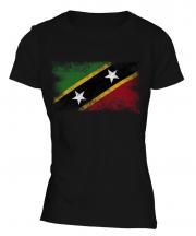 Saint Kitts And Nevis Distressed Flag Ladies T-Shirt