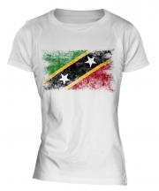 Saint Kitts And Nevis Distressed Flag Ladies T-Shirt