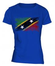 Saint Kitts And Nevis Distressed Flag Ladies T-Shirt