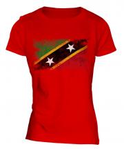 Saint Kitts And Nevis Distressed Flag Ladies T-Shirt