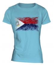 Saint Martin Distressed Flag Ladies T-Shirt
