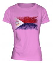 Saint Martin Distressed Flag Ladies T-Shirt