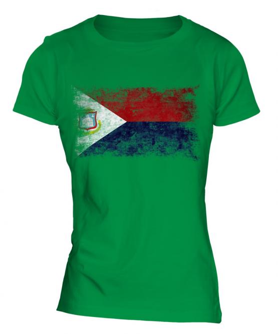 Saint Martin Distressed Flag Ladies T-Shirt