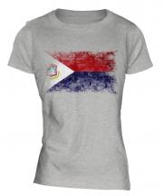 Saint Martin Distressed Flag Ladies T-Shirt