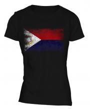 Saint Martin Distressed Flag Ladies T-Shirt