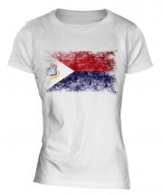 Saint Martin Distressed Flag Ladies T-Shirt