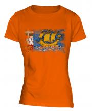 Saint Pierre And Miquelon Distressed Flag Ladies T-Shirt