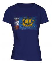 Saint Pierre And Miquelon Distressed Flag Ladies T-Shirt