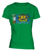 Saint Pierre And Miquelon Distressed Flag Ladies T-Shirt