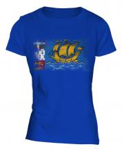 Saint Pierre And Miquelon Distressed Flag Ladies T-Shirt