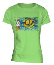 Saint Pierre And Miquelon Distressed Flag Ladies T-Shirt
