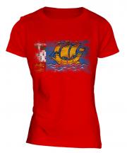 Saint Pierre And Miquelon Distressed Flag Ladies T-Shirt