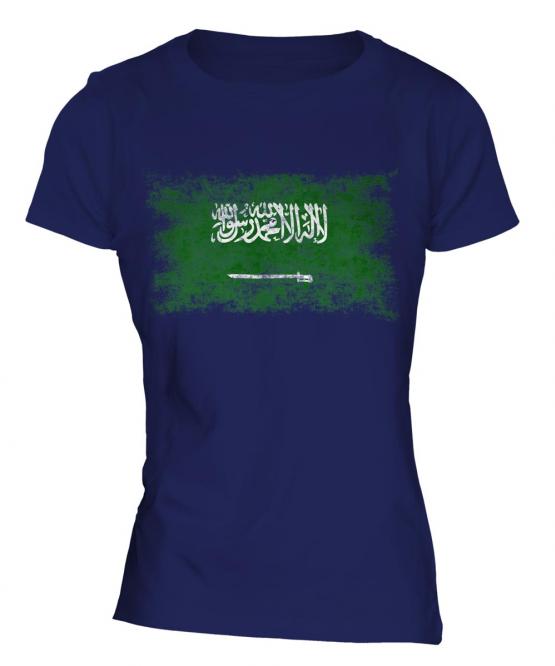 Saudi Arabia Distressed Flag Ladies T-Shirt