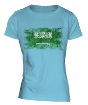 Saudi Arabia Distressed Flag Ladies T-Shirt