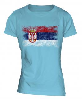 Serbia Distressed Flag Ladies T-Shirt