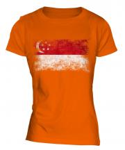 Singapore Distressed Flag Ladies T-Shirt