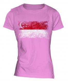 Singapore Distressed Flag Ladies T-Shirt