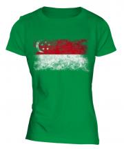 Singapore Distressed Flag Ladies T-Shirt