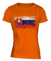 Slovakia Distressed Flag Ladies T-Shirt