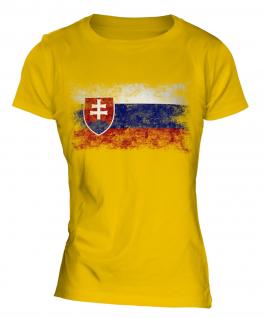 Slovakia Distressed Flag Ladies T-Shirt