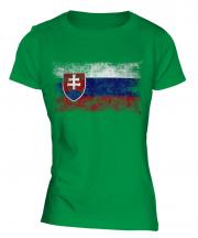 Slovakia Distressed Flag Ladies T-Shirt