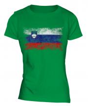 Slovenia Distressed Flag Ladies T-Shirt