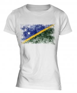 Solomon Islands Distressed Flag Ladies T-Shirt