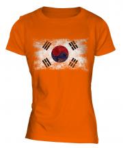 South Korea Distressed Flag Ladies T-Shirt