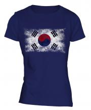 South Korea Distressed Flag Ladies T-Shirt