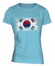 South Korea Distressed Flag Ladies T-Shirt