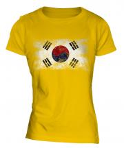 South Korea Distressed Flag Ladies T-Shirt