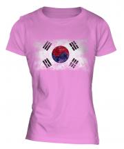 South Korea Distressed Flag Ladies T-Shirt