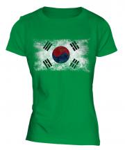 South Korea Distressed Flag Ladies T-Shirt
