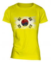 South Korea Distressed Flag Ladies T-Shirt