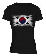 South Korea Distressed Flag Ladies T-Shirt