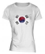 South Korea Distressed Flag Ladies T-Shirt