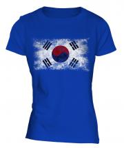 South Korea Distressed Flag Ladies T-Shirt