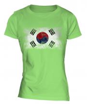 South Korea Distressed Flag Ladies T-Shirt