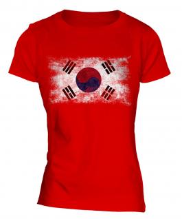 South Korea Distressed Flag Ladies T-Shirt