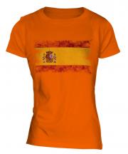 Spain Distressed Flag Ladies T-Shirt