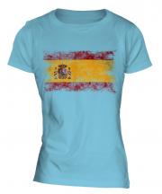 Spain Distressed Flag Ladies T-Shirt