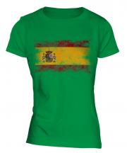 Spain Distressed Flag Ladies T-Shirt