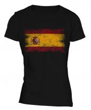 Spain Distressed Flag Ladies T-Shirt