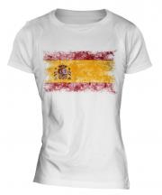 Spain Distressed Flag Ladies T-Shirt