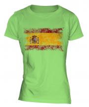 Spain Distressed Flag Ladies T-Shirt