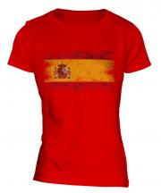 Spain Distressed Flag Ladies T-Shirt