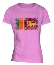 Sri Lanka Distressed Flag Ladies T-Shirt