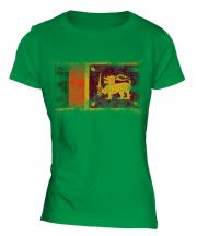 Sri Lanka Distressed Flag Ladies T-Shirt
