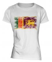 Sri Lanka Distressed Flag Ladies T-Shirt
